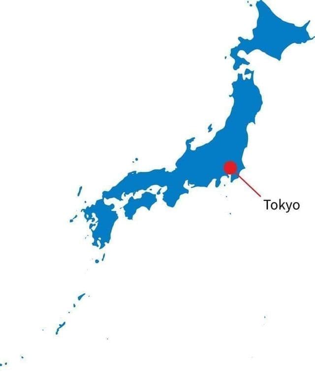 日本地図上の東京