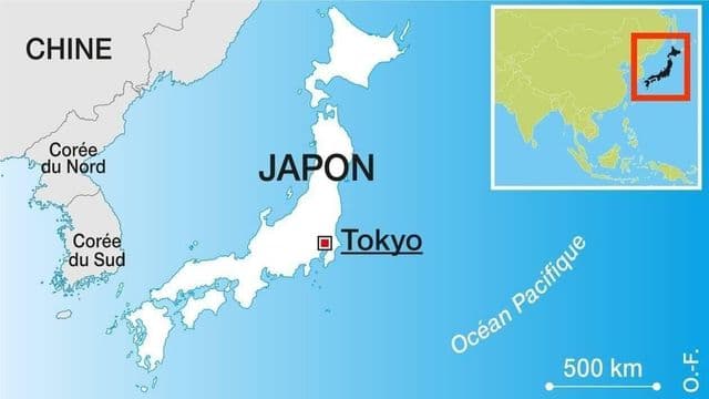 世界地図上の東京の位置