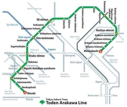 東京都の路面電車の駅マップ