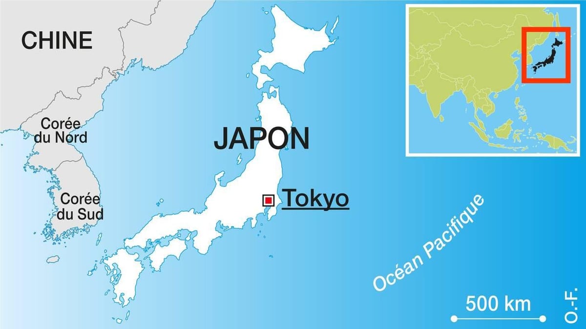 世界地図上の東京の位置